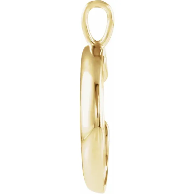 14K Yellow Crescent Moon Pendant-