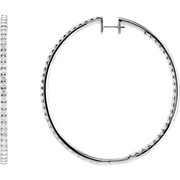 14K White 5 CTW Diamond Inside-Outside 51 mm Hoop Earrings-