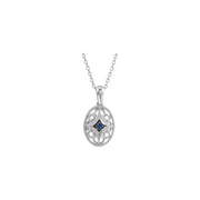 Sterling Silver Blue Sapphire 18" Necklace-