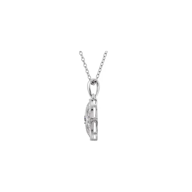 Sterling Silver Blue Sapphire 18" Necklace-