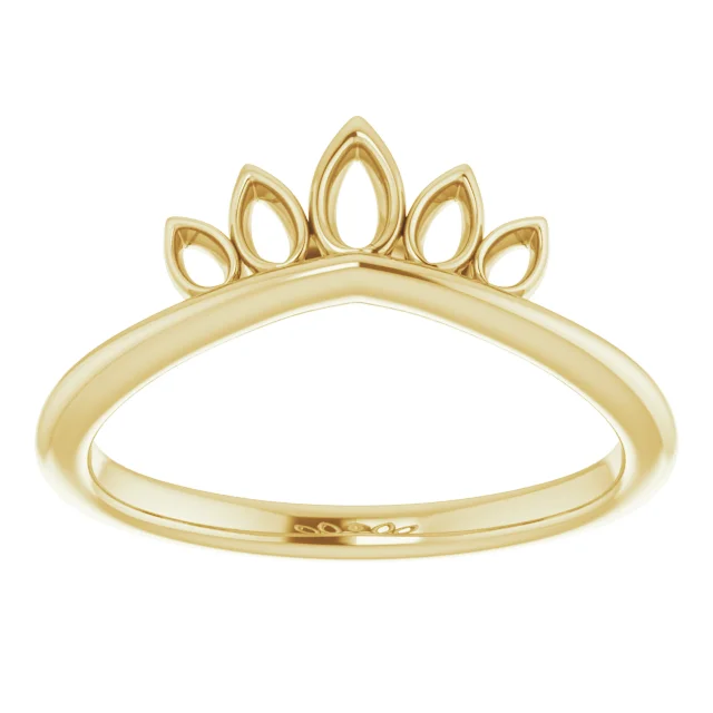 14K Yellow Marquise-Shaped Crown Ring-
