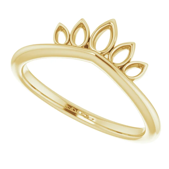 14K Yellow Marquise-Shaped Crown Ring-