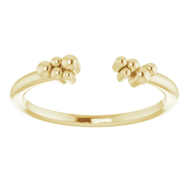 14K Yellow Stackable Beaded Negative Space Ring-7.00 (approximate standard size)-