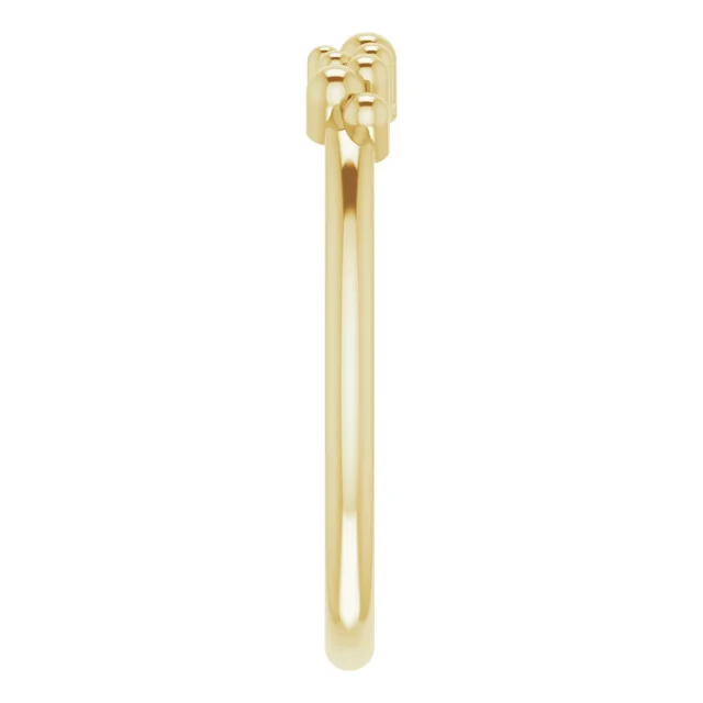 14K Yellow Stackable Beaded Negative Space Ring-7.00 (approximate standard size)-