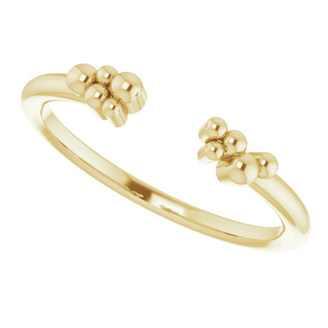 14K Yellow Stackable Beaded Negative Space Ring-7.00 (approximate standard size)-