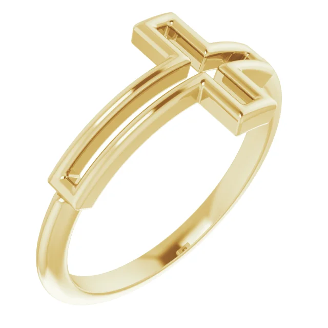 14K Yellow Cross Ring-
