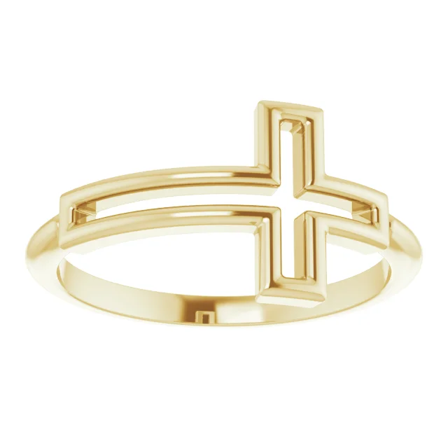 14K Yellow Cross Ring-