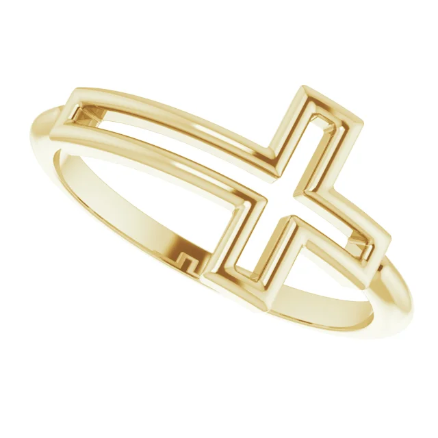 14K Yellow Cross Ring-