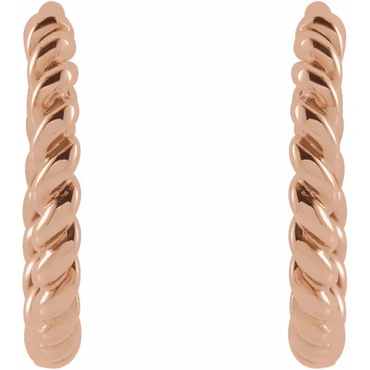 14K Rose Twisted Rope 11 mm Hoop Earrings