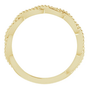 14K Yellow Stackable Twisted Beaded Ring-