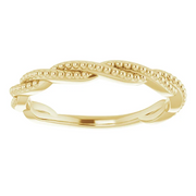 14K Yellow Stackable Twisted Beaded Ring-