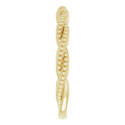 14K Yellow Stackable Twisted Beaded Ring-