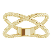 14K Yellow Criss-Cross Rope Ring-