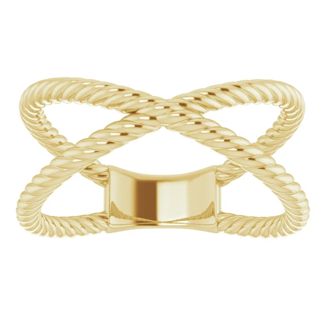 14K Yellow Criss-Cross Rope Ring-