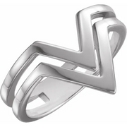 14K Yellow Double Row "V" Ring-