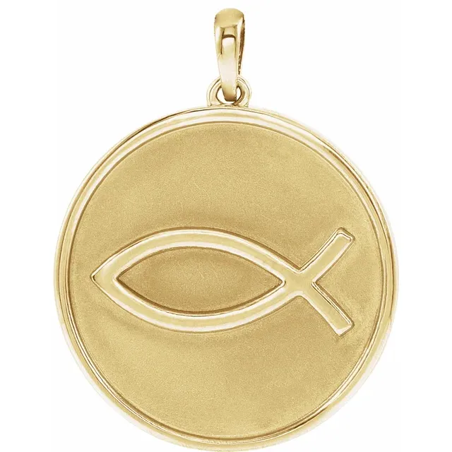 14K Yellow 20.3x18.4 mm Ichthus (Fish) Pendant-