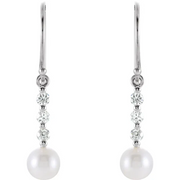 14K White Freshwater Cultured Pearl & 1/4 CTW Diamond Earrings-