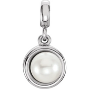 14K White Freshwater Cultured Pearl Pendant-