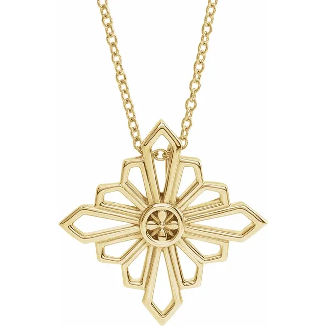 14K Yellow Vintage-Inspired Geometric 16-18" Necklace-