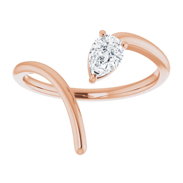 14K Rose 1/3 CTW Diamond Negative Space Ring-7.00 (approximate standard size)-