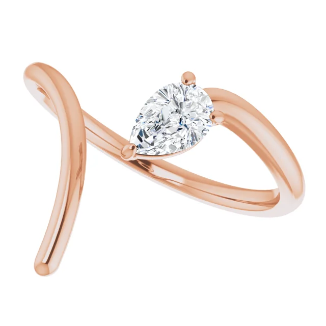 14K Rose 1/3 CTW Diamond Negative Space Ring-7.00 (approximate standard size)-