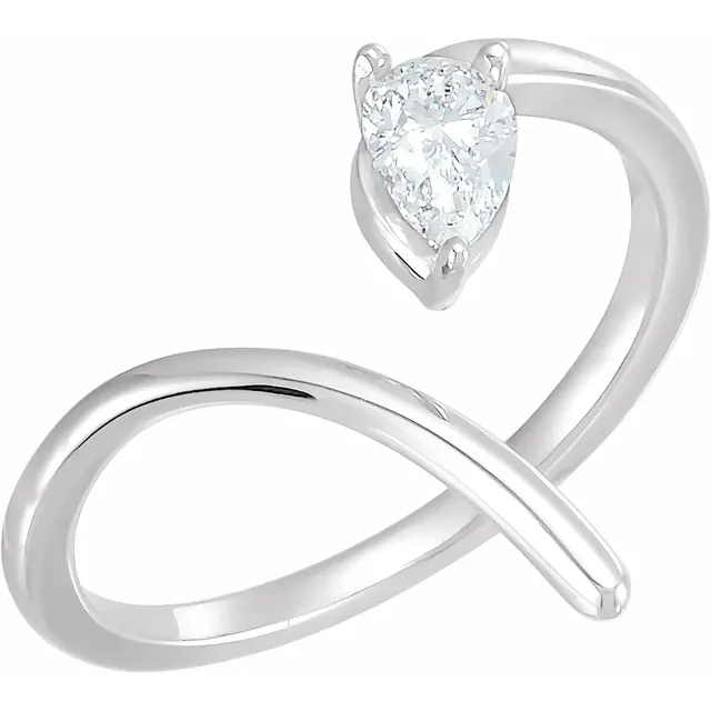 14K Rose 1/3 CTW Diamond Negative Space Ring-7.00 (approximate standard size)-