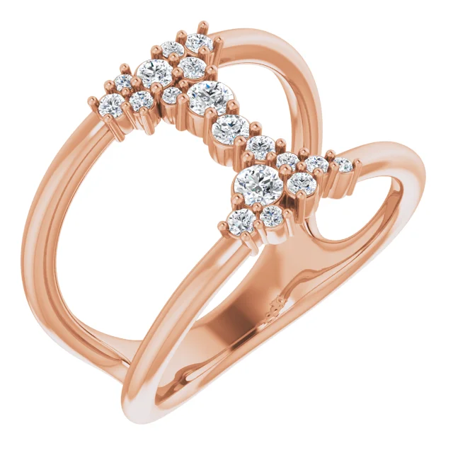 14K Rose 1/3 CTW Diamond Negative Space Ring-