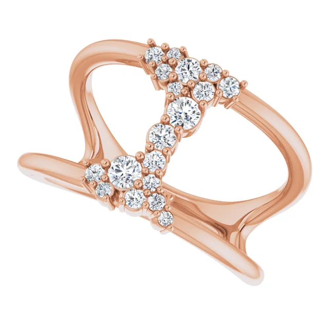 14K Rose 1/3 CTW Diamond Negative Space Ring-