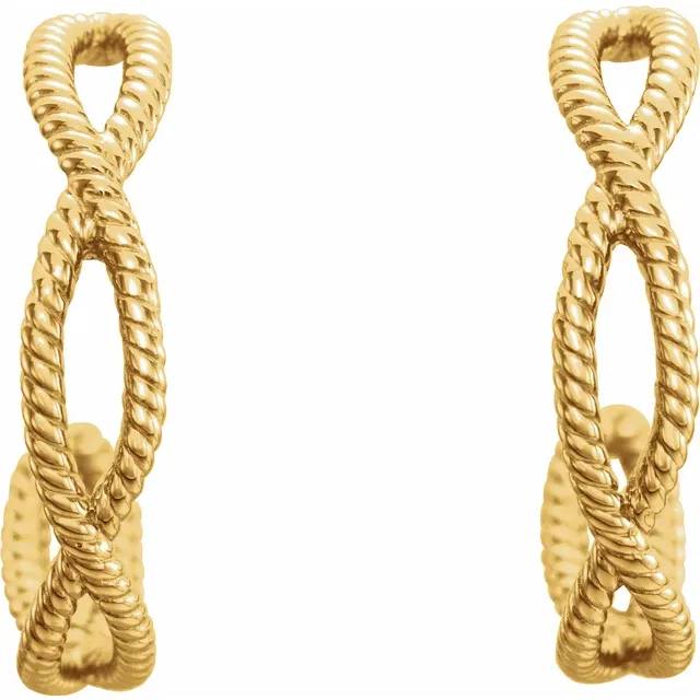14K Yellow 17x3.6 mm Rope Hoop Earrings-