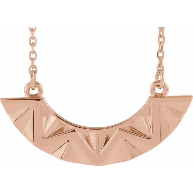 14K Rose Curved Bar 16-18" Necklace-