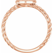 14K Rose 1/8 CTW Diamond Heart Rope Ring-