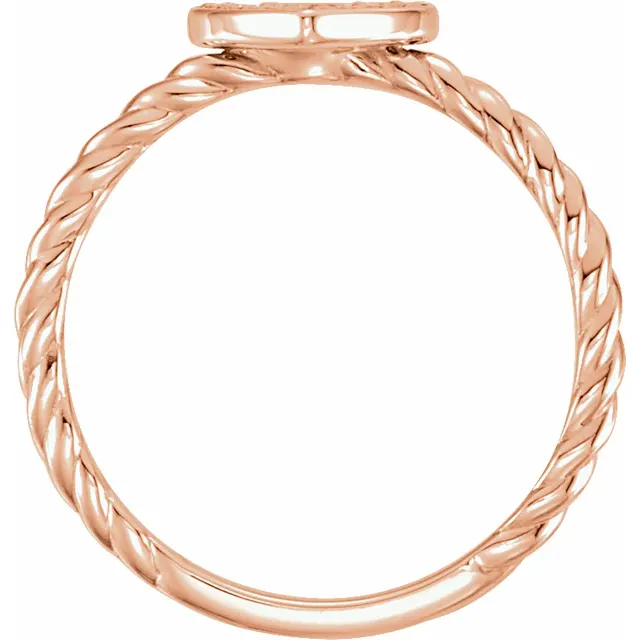 14K Rose 1/8 CTW Diamond Heart Rope Ring-