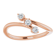 14K Rose 1/5 CTW Diamond Three-Stone Bypass Ring-