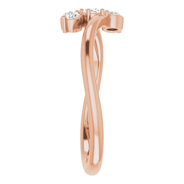 14K Rose 1/5 CTW Diamond Three-Stone Bypass Ring-