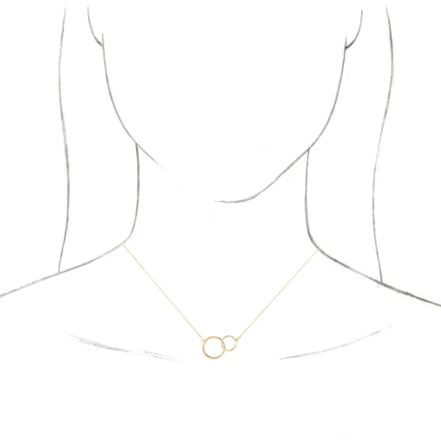 14K Yellow 20x14 mm Interlocking Circle 16-18" Necklace-