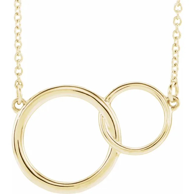 14K Yellow 20x14 mm Interlocking Circle 16-18" Necklace-