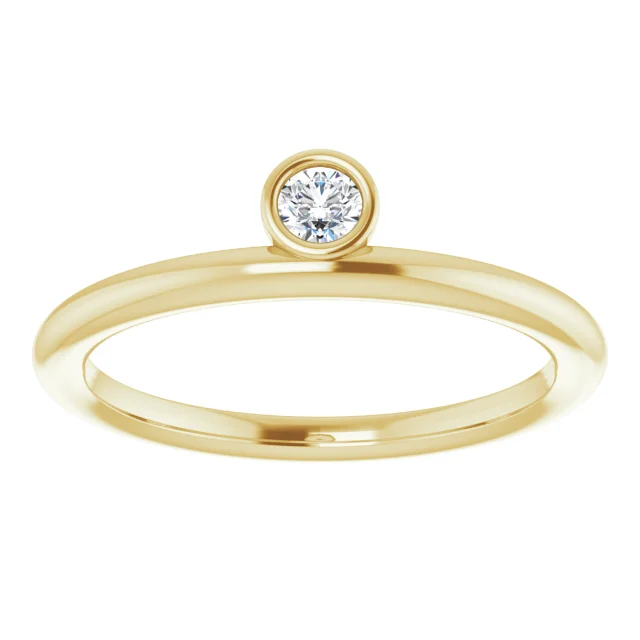 14K Yellow 3 mm Round Forever One Moissanite Ring-