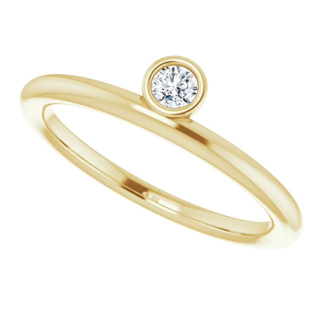 14K Yellow 3 mm Round Forever One Moissanite Ring-
