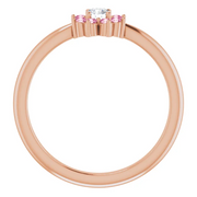 14K Rose Pink Tourmaline & .06 CT Diamond Flower Ring-