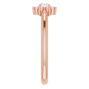 14K Rose Pink Tourmaline & .06 CT Diamond Flower Ring-