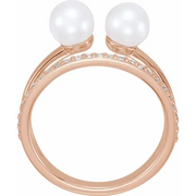 14K Rose Freshwater Cultured Pearl & 1/5 CTW Diamond Ring-