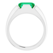 Platinum Lab-Grown Emerald Ring-