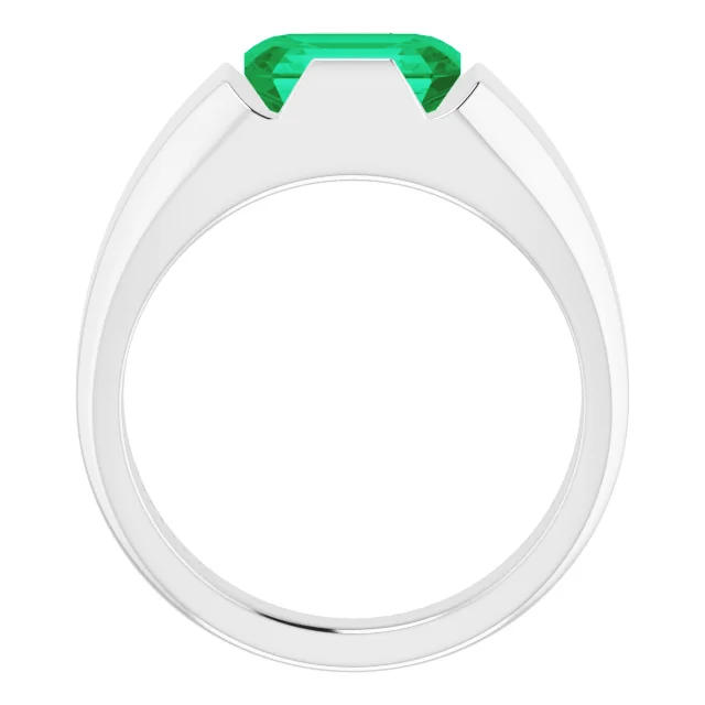 Platinum Lab-Grown Emerald Ring-