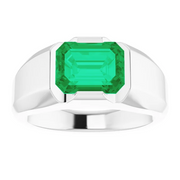 Platinum Lab-Grown Emerald Ring-