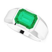 Platinum Lab-Grown Emerald Ring-