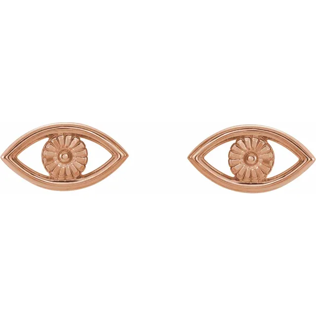 14K Rose Evil Eye Earrings-