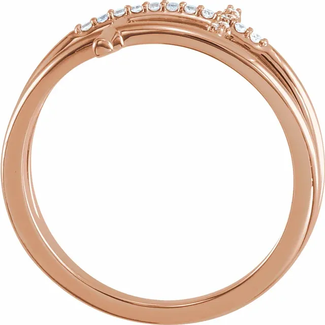 14K Rose .06 CTW Diamond Sideways Cross Ring-