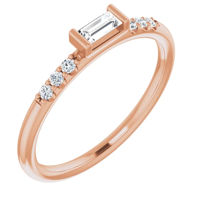 14K Rose 1/5 CTW Diamond Stackable Accented Ring-
