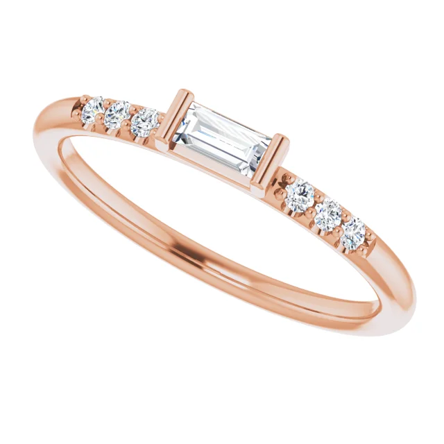 14K Rose 1/5 CTW Diamond Stackable Accented Ring-