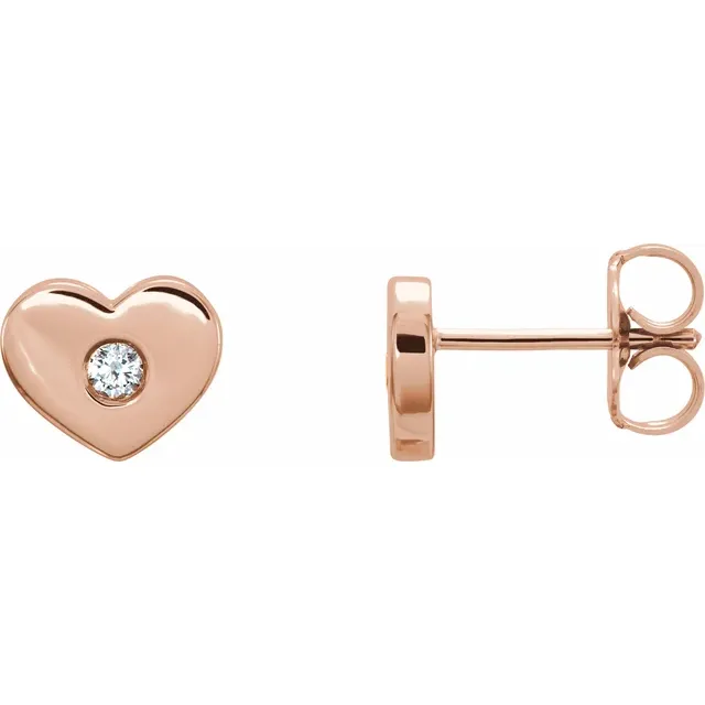 14K Rose .06 CTW Diamond Heart Earrings-